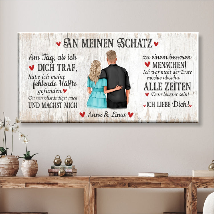 Personalisierte Leinwand An meinen Schatz
