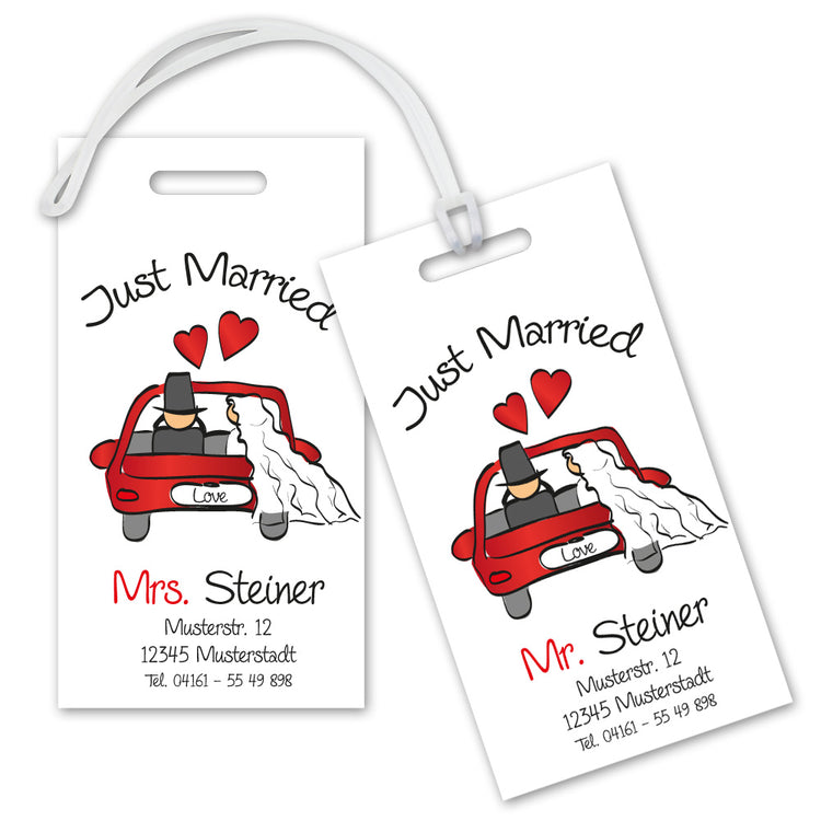 Kofferanhänger-Set Just Married - personalisiert