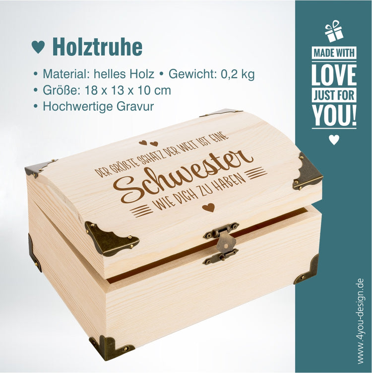 Schatztruhe mit Gravur Der größte Schatz der Welt ... Schwester
