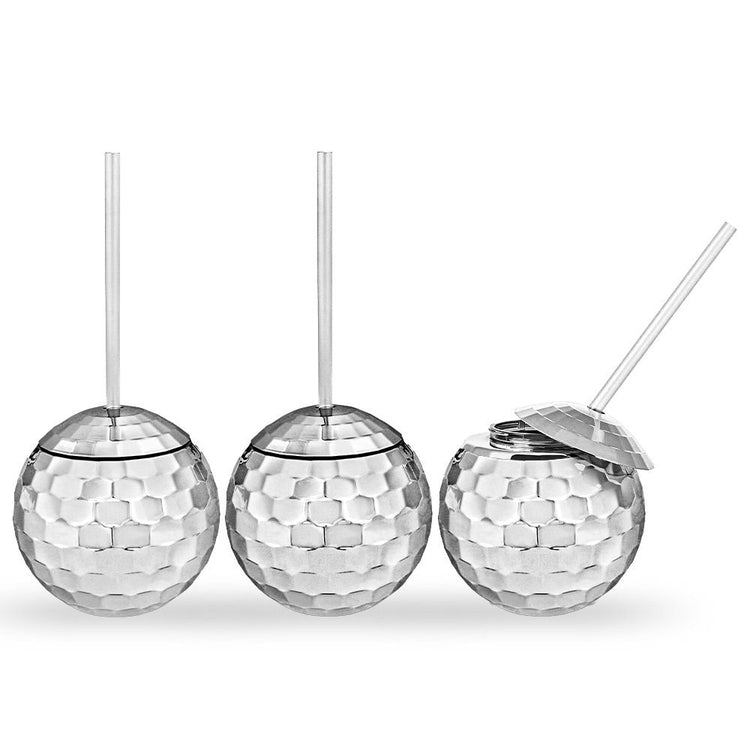 Disco Ball Cups - Becher mit Trinkhalm - Partybecher