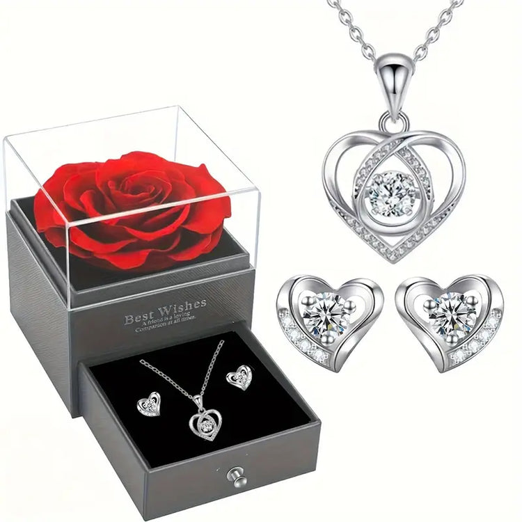 Ewige Rose Geschenkbox mit Schmuck-Set