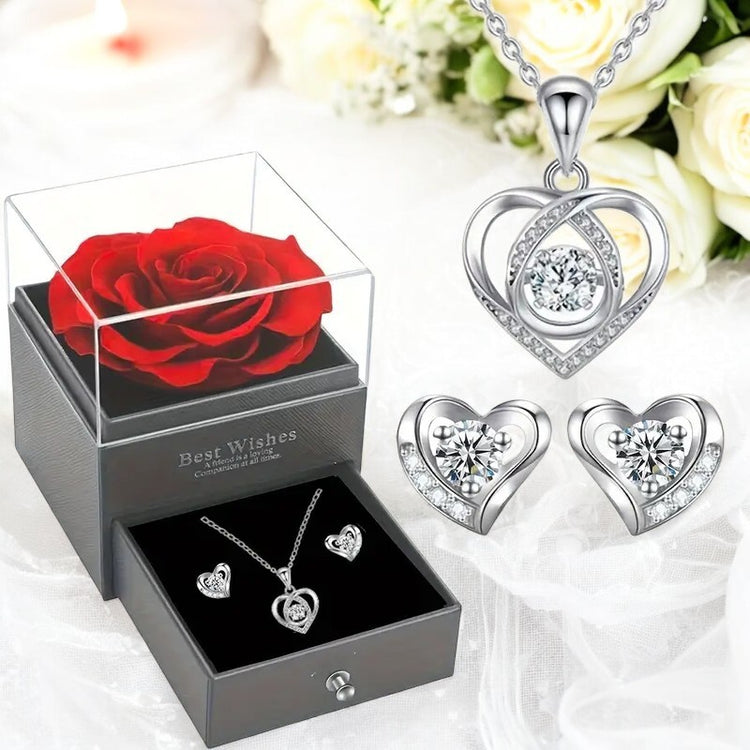 Ewige Rose Geschenkbox mit Schmuck-Set