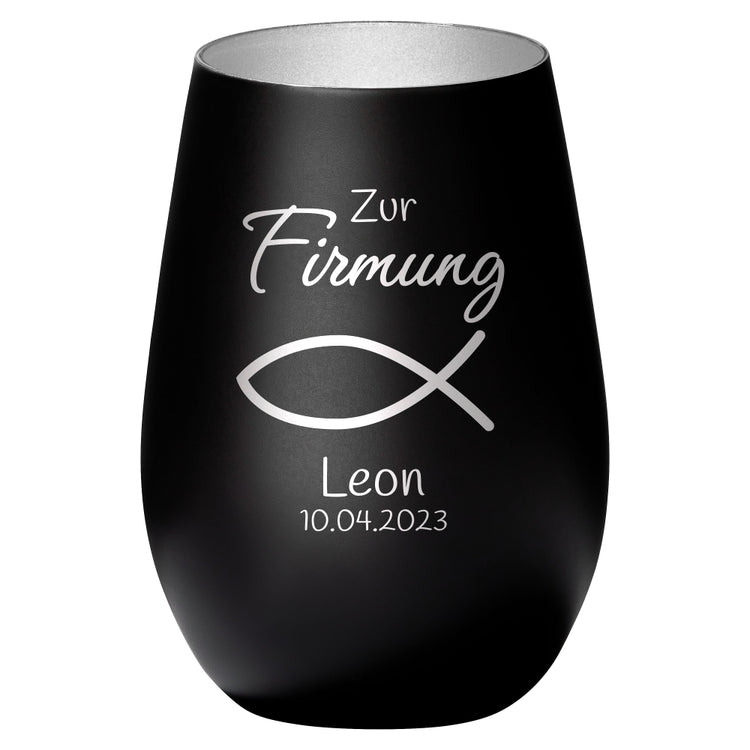 Windlicht Firmung Motiv Fisch personalisiert