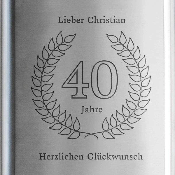 Flachmann zum 40. Geburtstag mit Gravur
