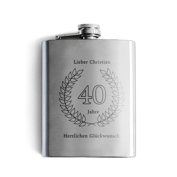 Flachmann zum 40. Geburtstag mit Gravur