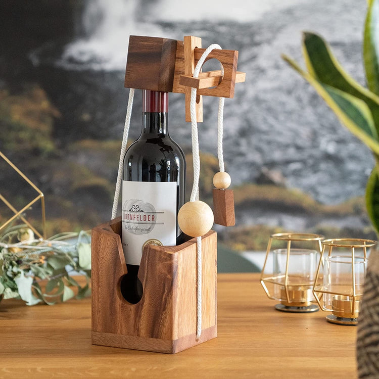 Edelholz Flaschenpuzzle - Geschenkverpackung für Flaschen
