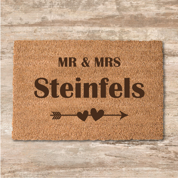 Kokos-Fußmatte Mr. & Mrs.