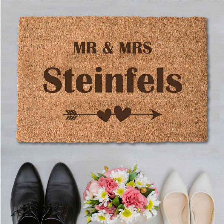 Kokos-Fußmatte Mr. & Mrs.