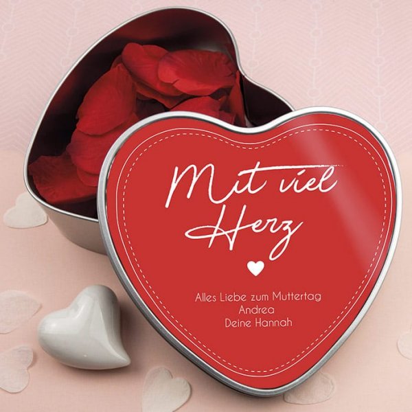 Herzdose Mit viel Herz mit Wunschtext