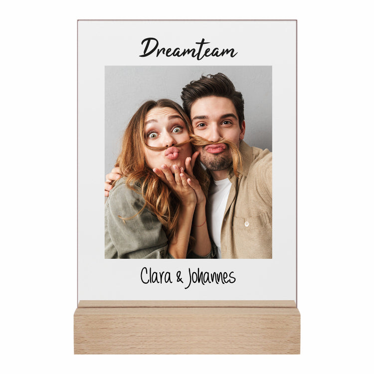 Acrylaufsteller Dreamteam personalisiert mit Eurem Foto + Euren Namen