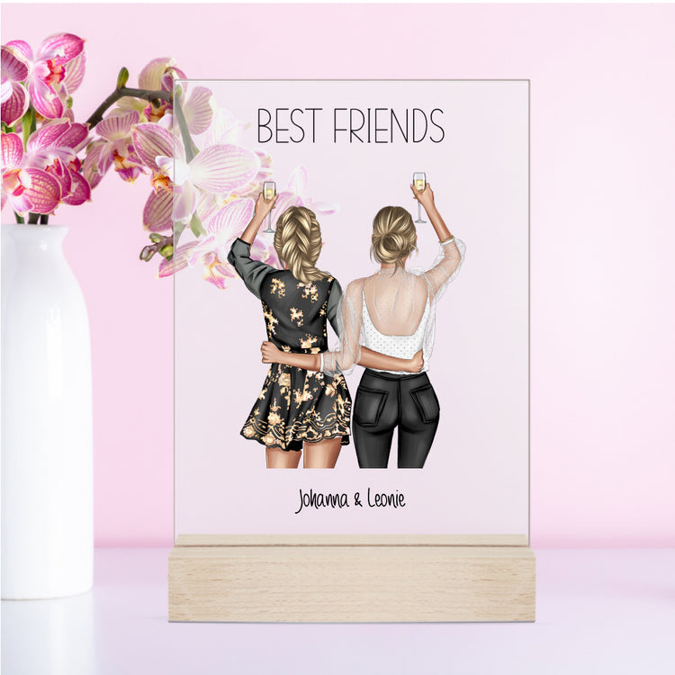 Acrylaufsteller Freundinnen Best Friends personalisiert mit Euren Namen