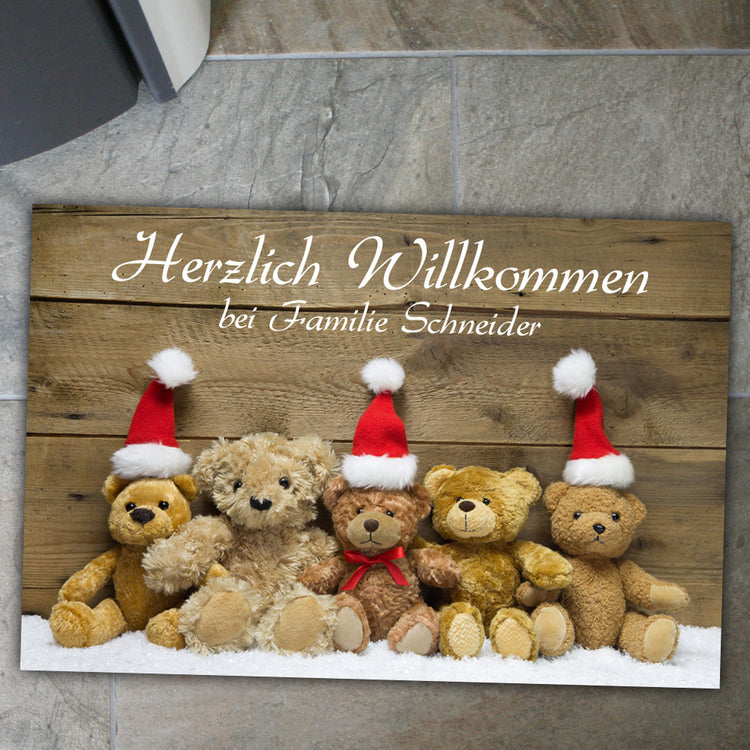 Fußmatte Weihnachtsteddys - personalisiert