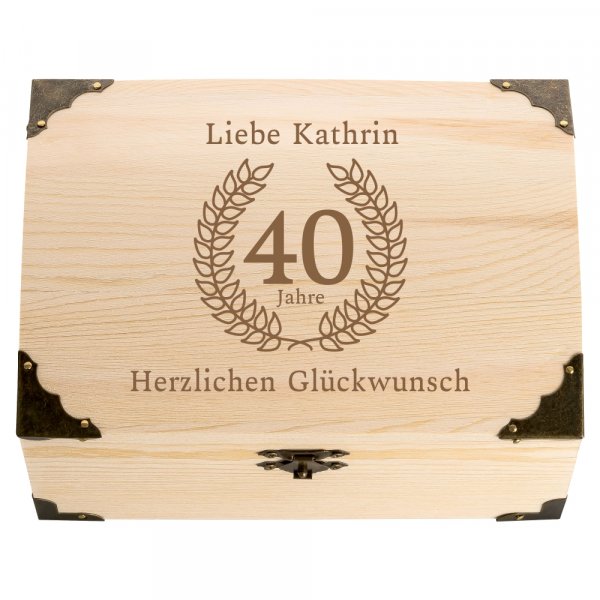 Personalisierbare Schatztruhe zum 40. Geburtstag