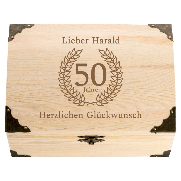Personalisierbare Schatztruhe Glückwunsch zum 50. Geburtstag