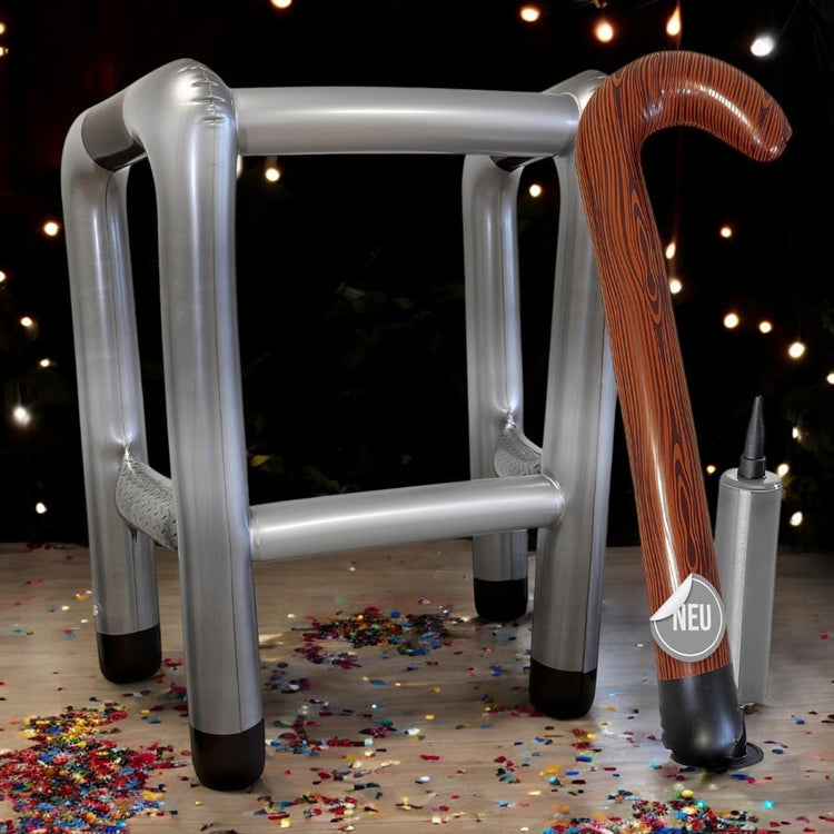 Aufblasbare Gehilfe + Gehstock im realistischen Design - Rentengeschenk