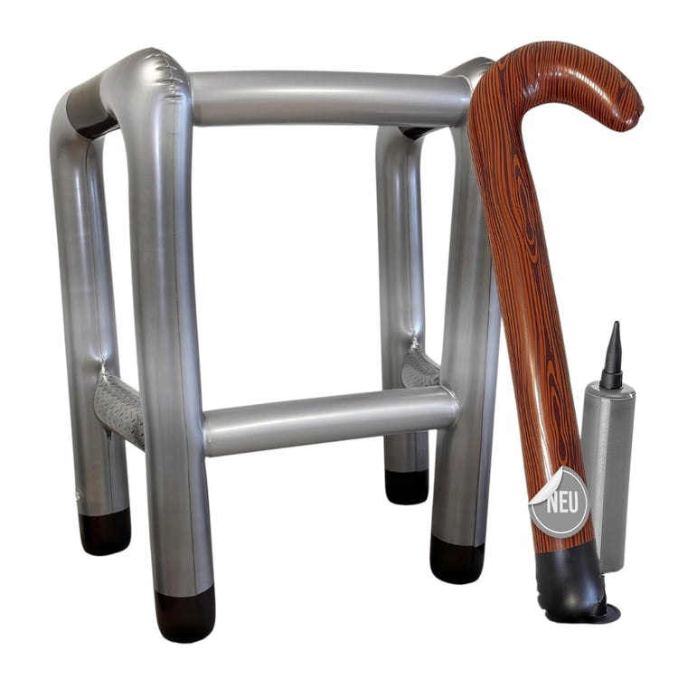 Aufblasbare Gehilfe + Gehstock im realistischen Design - Rentengeschenk