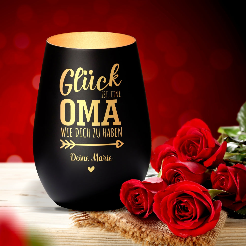 Magnetischer Bilderrahmen Für Oma - Holzrahmen Mit Herz Gravur & Blumenmotiv