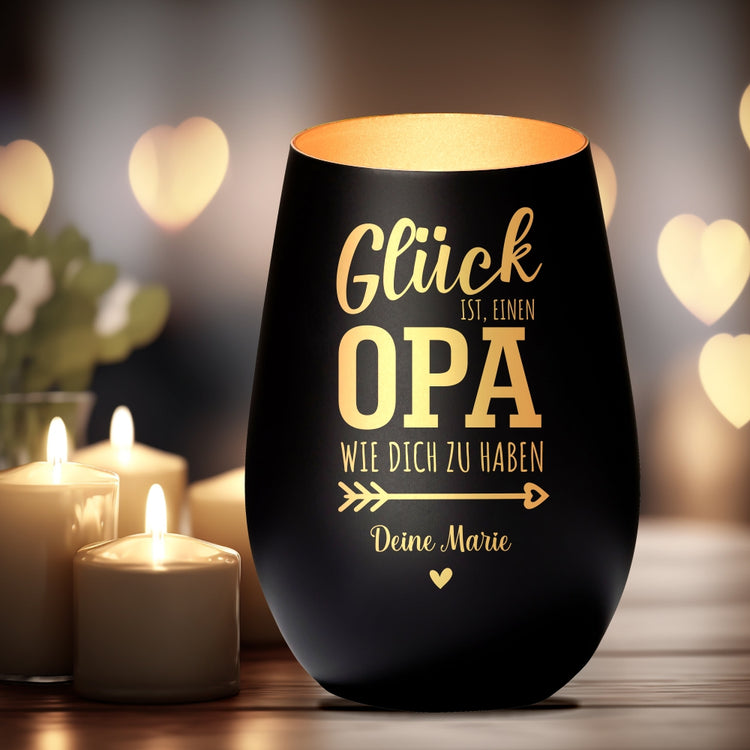 Windlicht Glück ist, einen Opa wie dich zu haben personalisiert