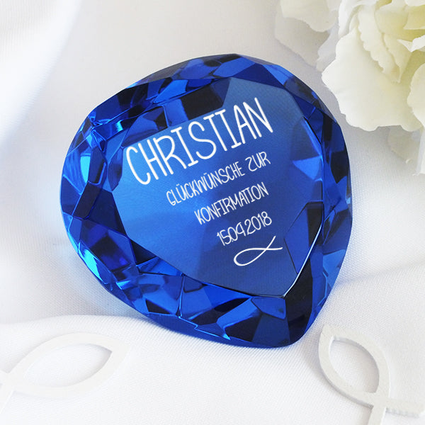 Glasdiamant zur Konfirmation mit Gravur