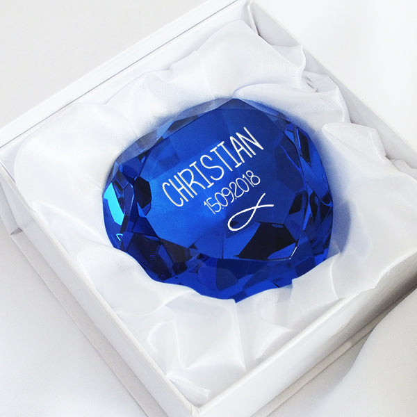 Glasdiamant zur Taufe mit Gravur