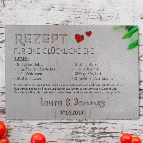 Personalisierbares Glasschneidebrett Rezept Ehe