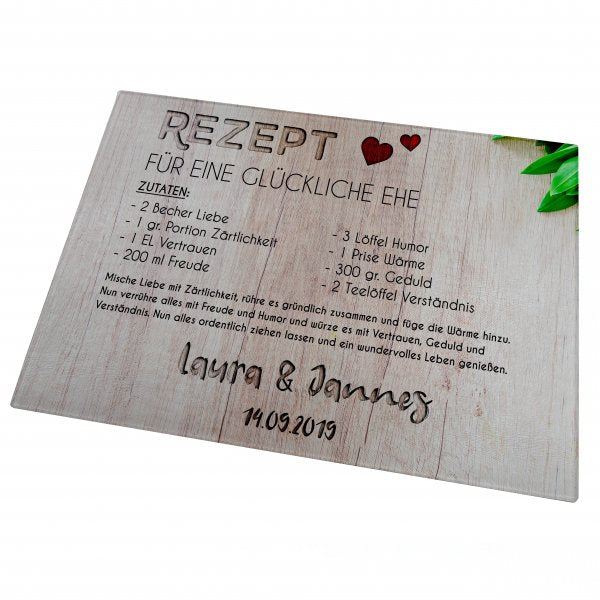 Personalisierbares Glasschneidebrett Rezept Ehe
