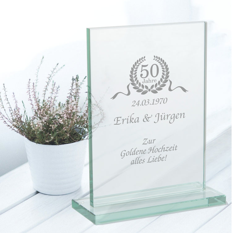Personalisierter Glaspokal Zur Goldenen Hochzeit
