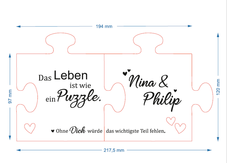 Holz - Puzzleteile Das Leben ist wie ein Puzzle - personalisiert