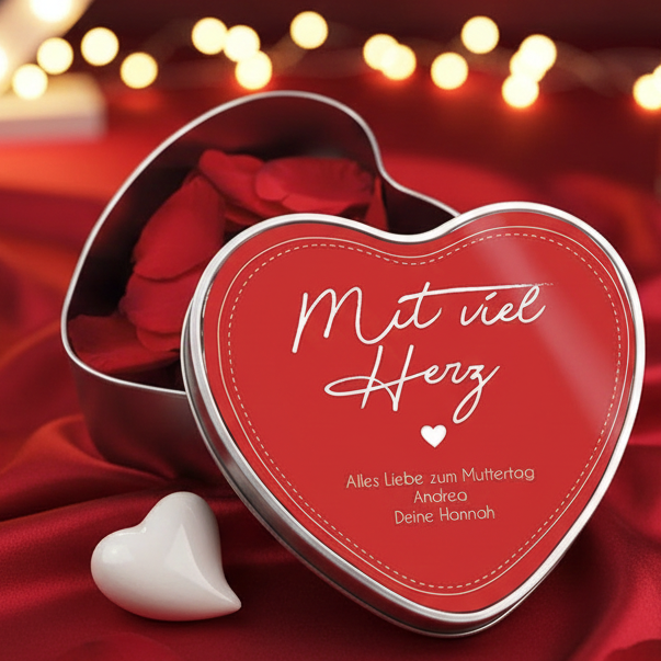 Herzdose Mit viel Herz mit Wunschtext