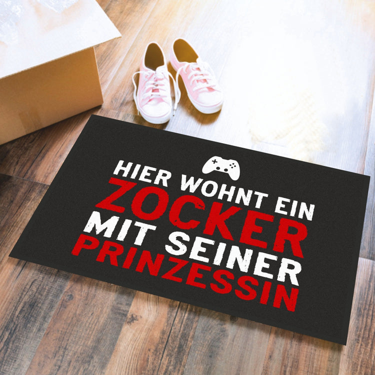 Fußmatte Hier wohnt ein Zocker mit seiner Prinzessin