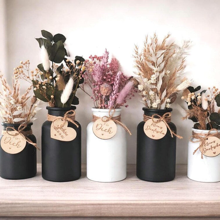 Trockenblumenstrauß mit Vase - personalisierbar - Tischdeko Hochzeit, Jahrestag