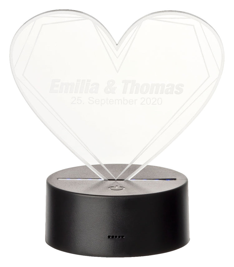 LED Motivlampe - 3D Herzleuchte mit Personalisierung