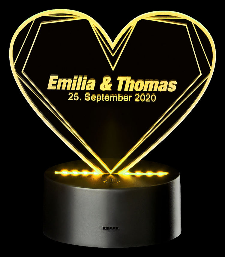 LED Motivlampe - 3D Herzleuchte mit Personalisierung