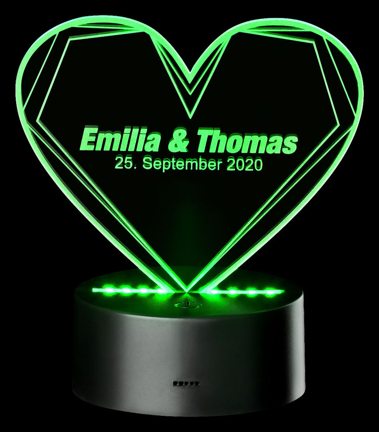 LED Motivlampe - 3D Herzleuchte mit Personalisierung