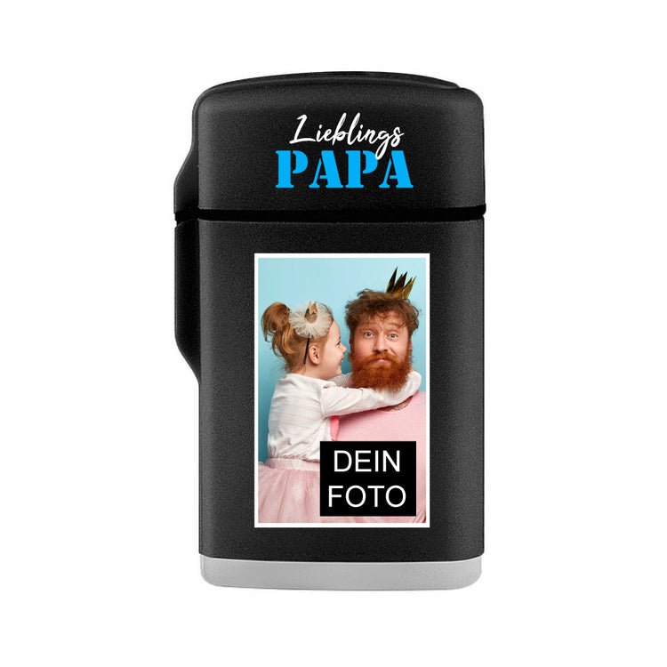Sturmfeuerzeug Jetflame Lieblingspapa + Dein Foto