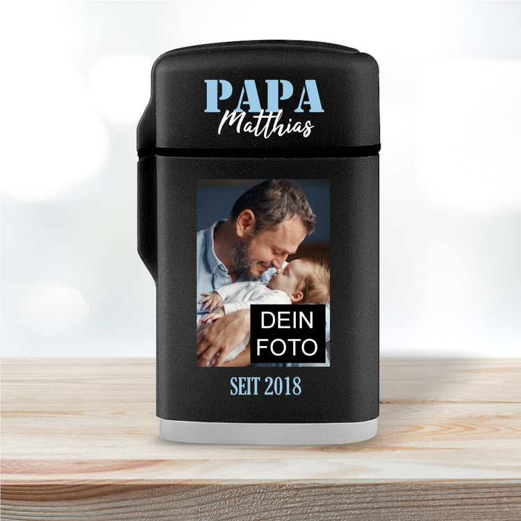 Sturmfeuerzeug Jetflame Papa seit... personalisiert mit Name, Foto und Jahr