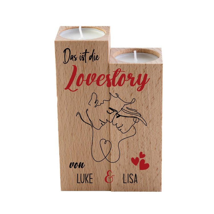 Kerzenhalter Lovestory - personalisiert
