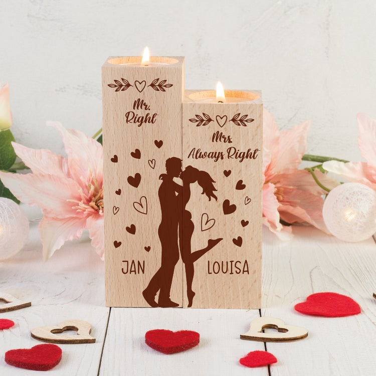 Kerzenhalter Mr. & Mrs. Right - personalisiert