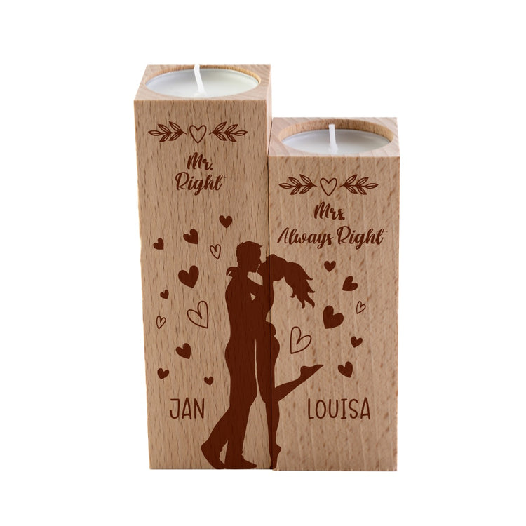 Kerzenhalter Mr. & Mrs. Right - personalisiert