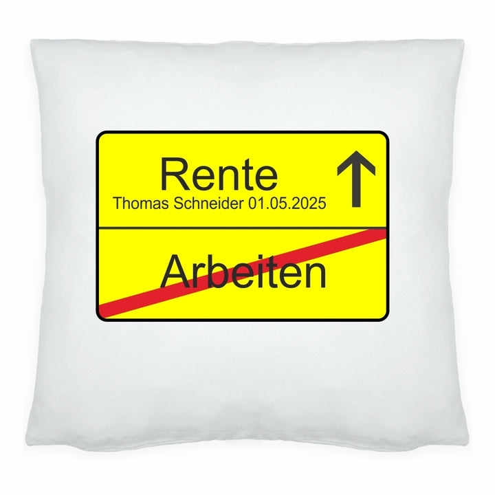 Kissen Ortsschild zum Ruhestand / zur Rente