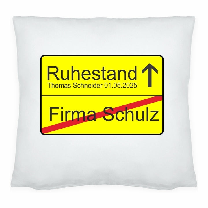 Kissen Ortsschild zum Ruhestand / zur Rente