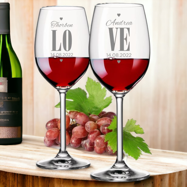 2er Set XXL Leonardo Weingläser Love - personalisiert