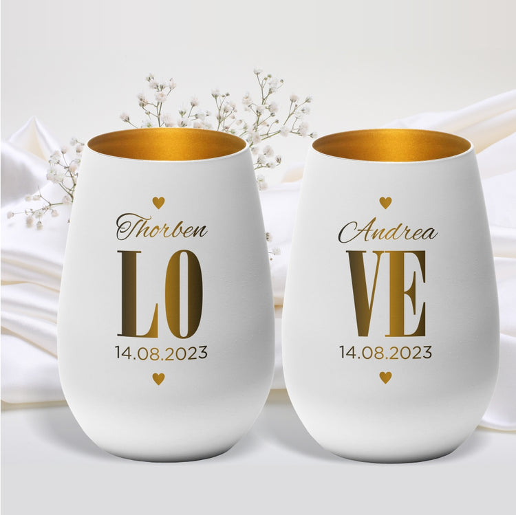 Windlicht Hochzeit Love personalisiert