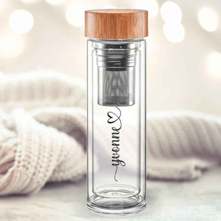 Thermos-Glasflasche mit Namen - Design Happy