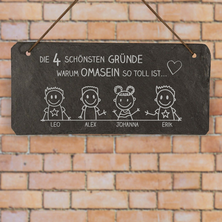 Schiefertafel Omasein / Opasein