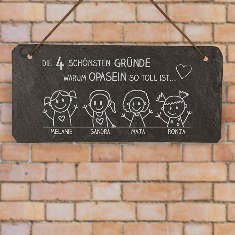 Schiefertafel Omasein / Opasein