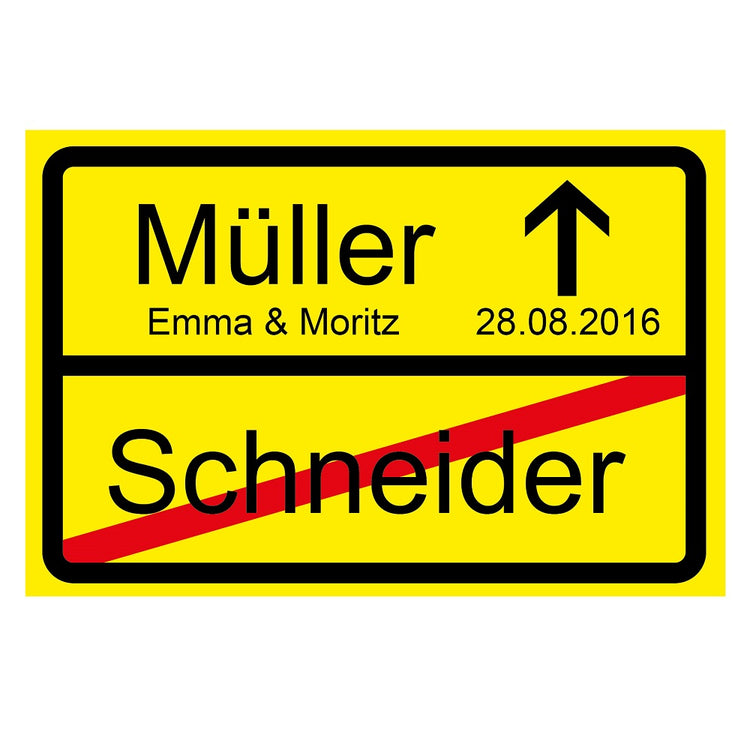 Fußmatte Ortsschild zur Hochzeit