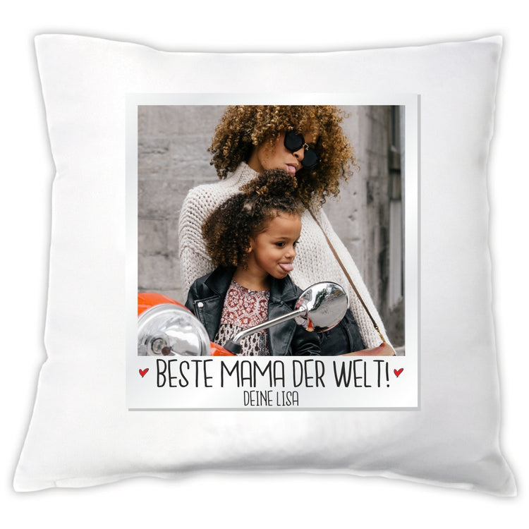 Personalisiertes Kissen Polaroid: Beste Mama der Welt