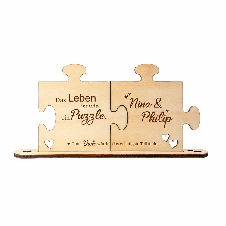 Holz - Puzzleteile Das Leben ist wie ein Puzzle - personalisiert