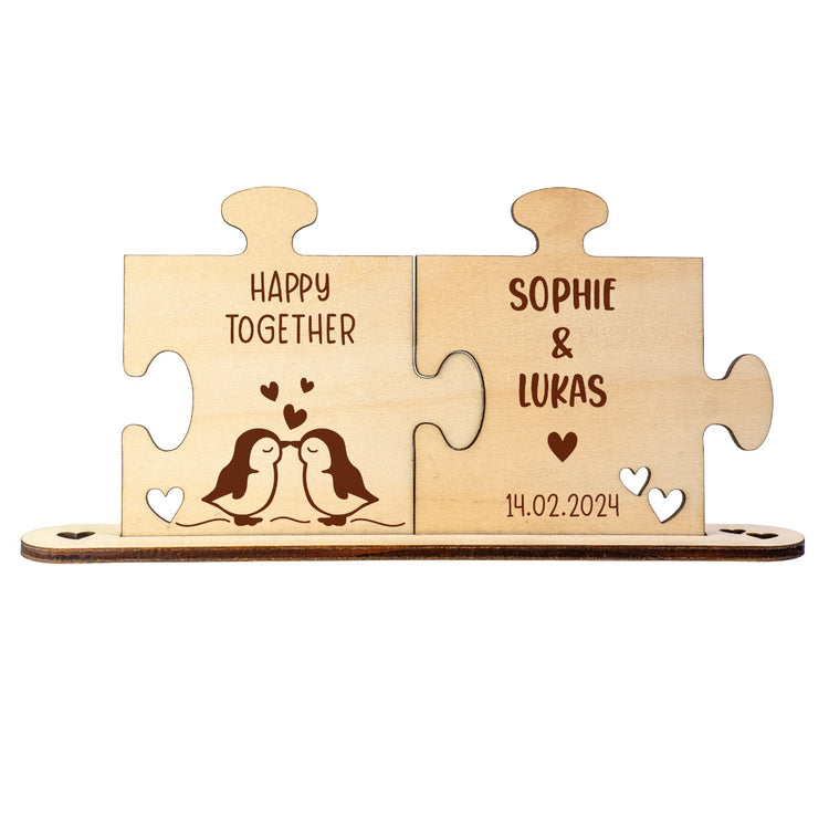 Holz - Puzzleteile Pinguine - personalisiert